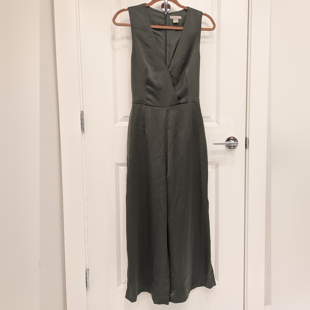 H&M Olive Green Satin jumpsuit